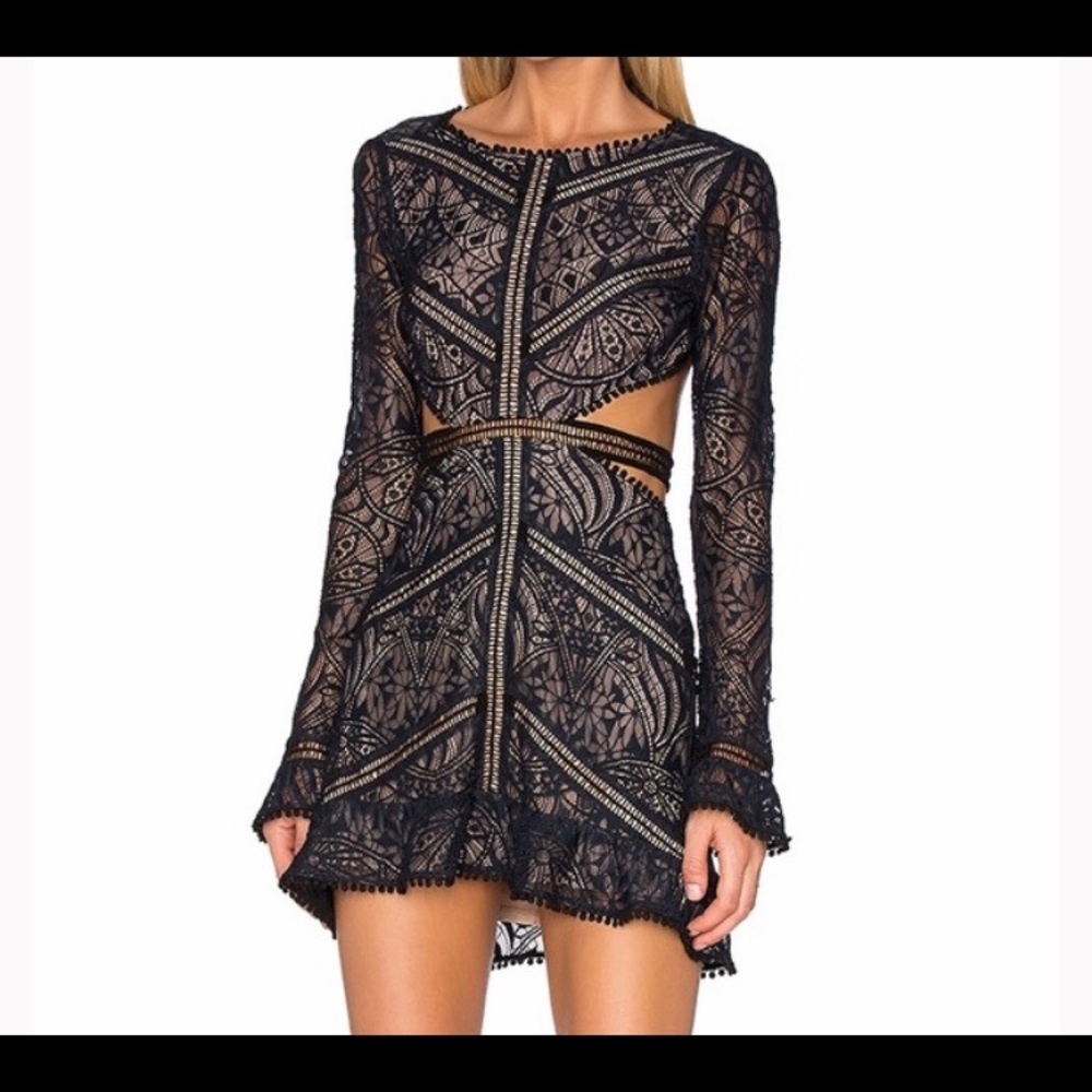 For Love and Lemons Emerie cut out mini dress navy